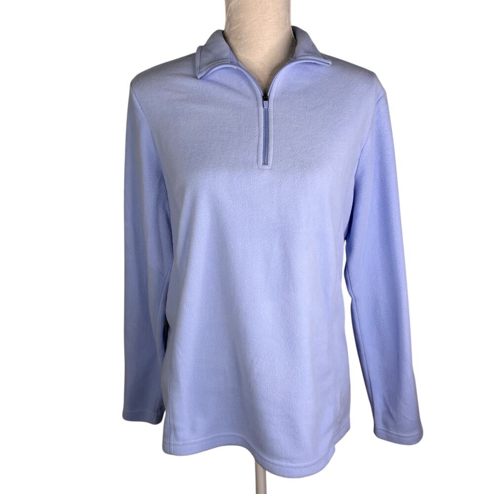 Lands End Anyweather Fleece Quarter Zip Pullover Clear Blue Sky M 10-12 New